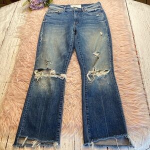MOTHER Flare Jeans in Distressed Blue